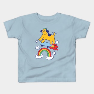 Dog Flying On A Skateboard Kids T-Shirt